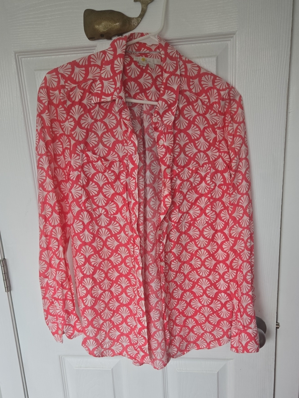 Boden Coral Pink & White Printed Button-Down Shirt